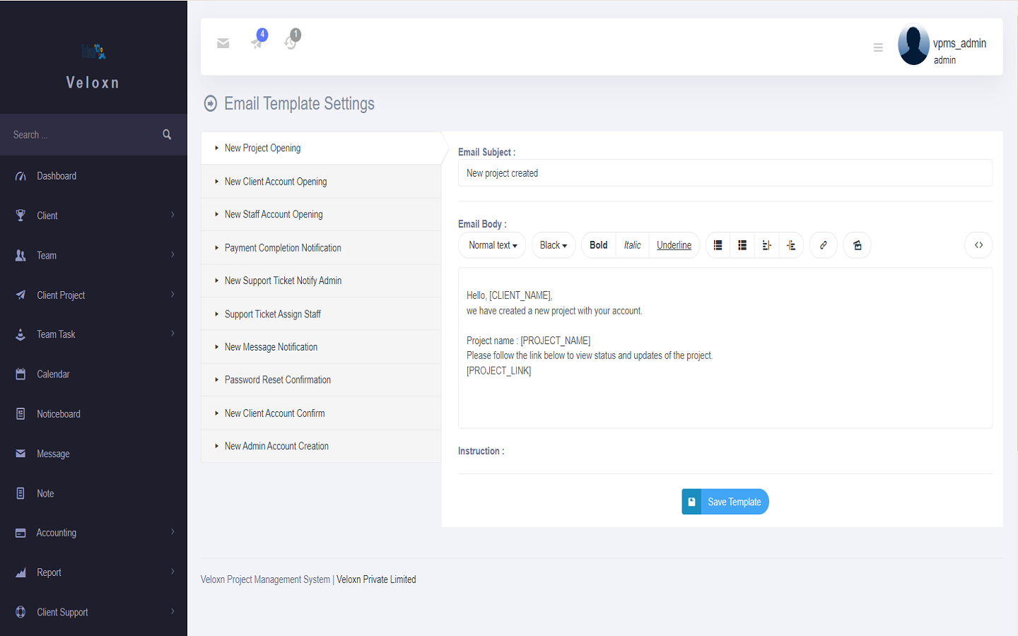 Veloxn Project Management System