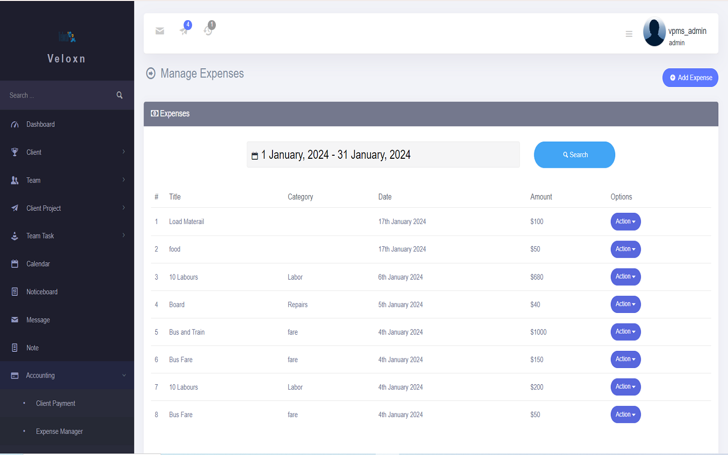 Veloxn Project Management System